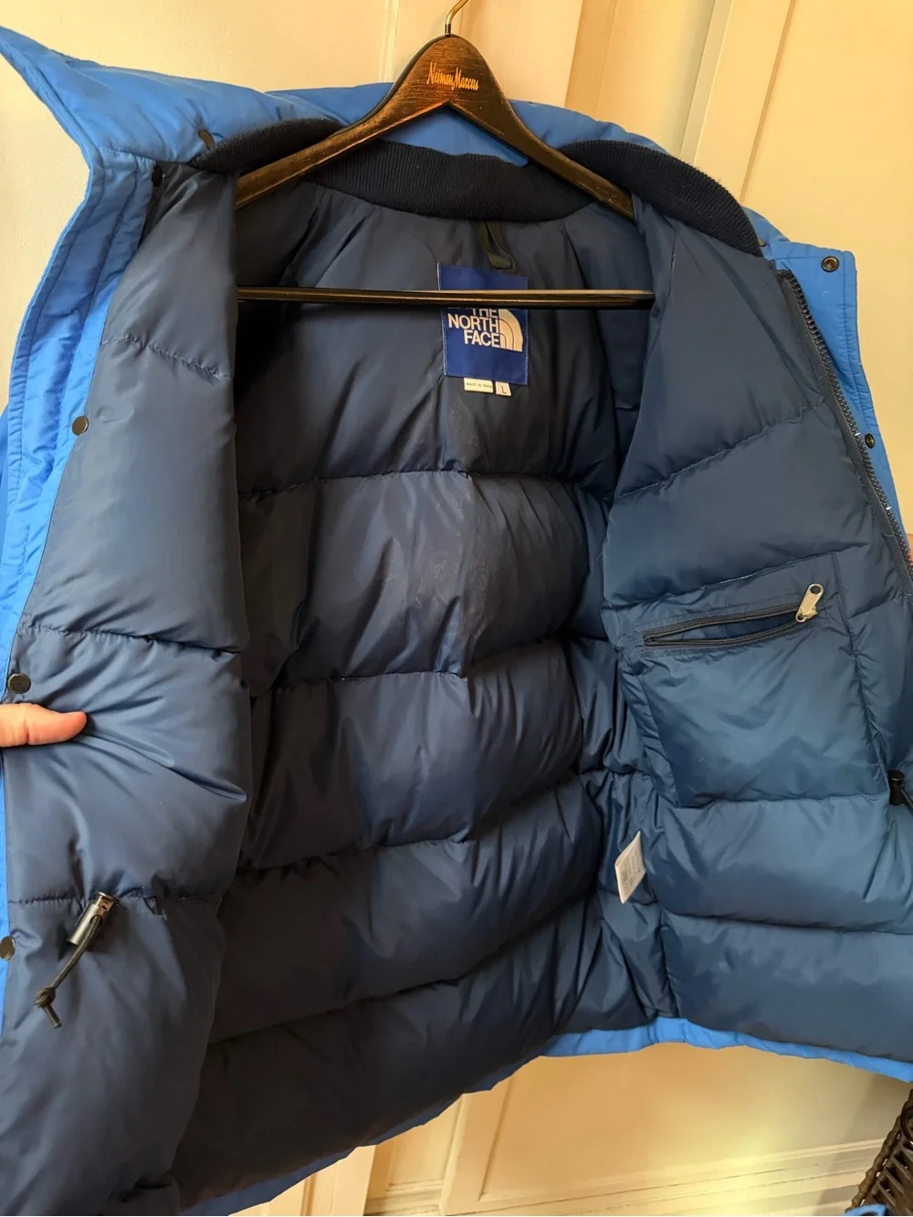 Vintage The North Face Blue Down Parka Jacket w/ Removable Hood – Men’s Large